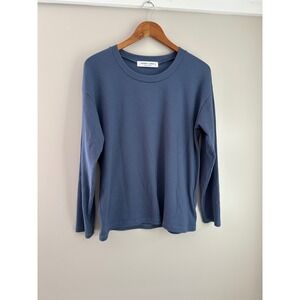 Sonnet James‎ Ribbed Tee Women L Steel Blue EUC Soft Viscose Lycra Long Sleeve